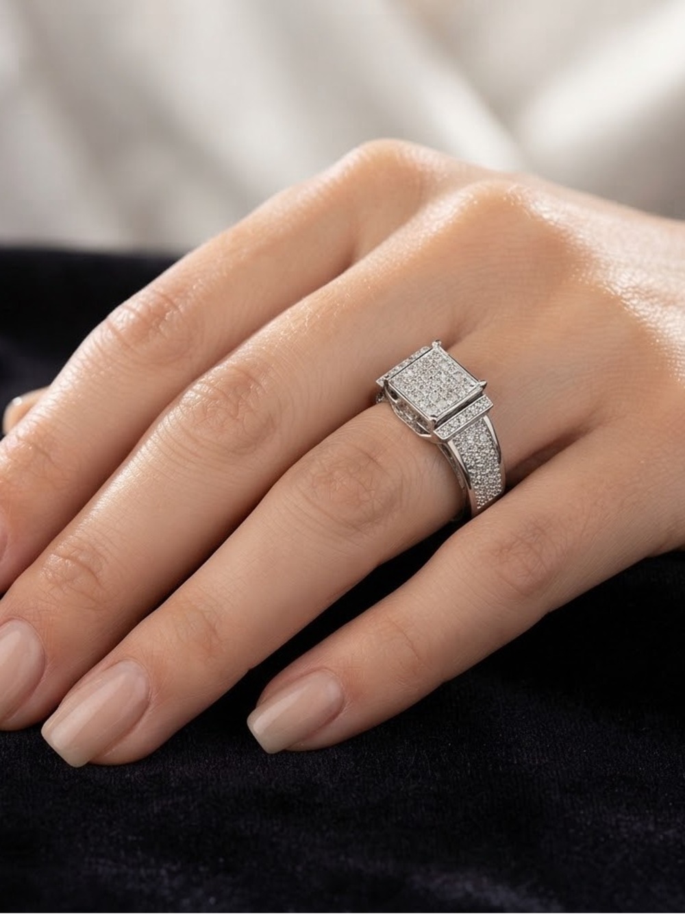 Diamond Ring 1/4 ct Weight 925 Sterling Silver Size 7 NEW